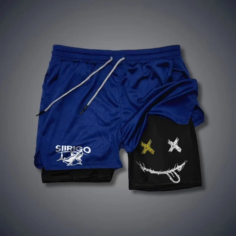 Men's 2 in 1 double layer quick drying shorts