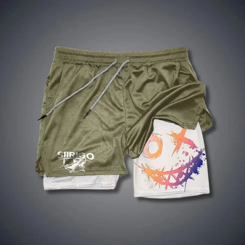 Men's 2 in 1 double layer quick drying shorts